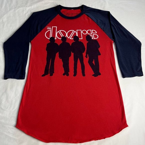 The Doors T-Shirt Top Women Size Small Red/Blue Cotton Blend Crewneck 3/4 Sleeve - Picture 9 of 9